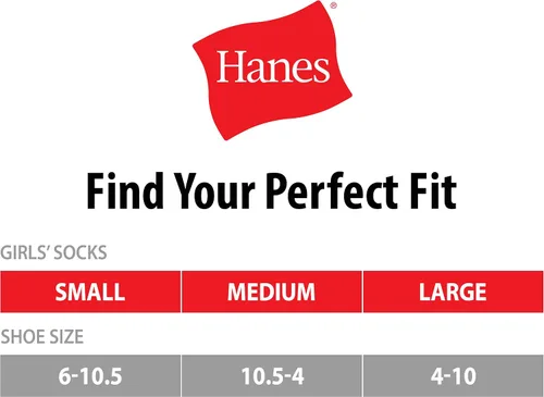 Vista 2 de Hanes Girls' 6-Pair Pack Crew Socks