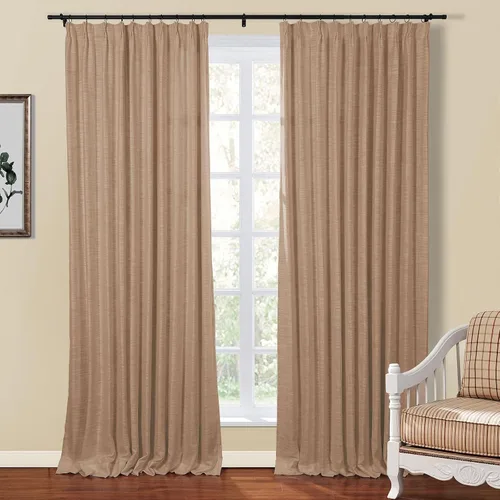 Vista 8 de TWOPAGES Cortina de Pliegues Pellizco Beige para Sala de Estar de 84 Pulgadas de Largo, Panel de Cortina de Ventana de Doble Capa Oscurecedora