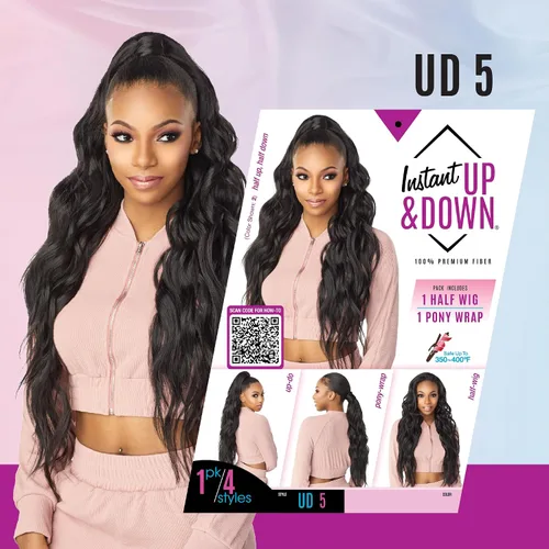 Vista 8 de Sensationnel Instant Updown Halfwig Pony - Iud 5 4 estilo en 1 media peluca y cordón de pony (T1B/4)