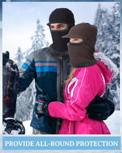 Vista 4 de Syhood Pasamontañas de punto de invierno de 23 piezas, máscara de esquí, máscara de esquí, cubierta facial, polaina para el cuello para deportes al