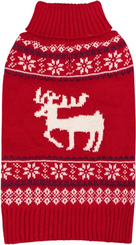 Vista 10 de KYEESE Suéter de Navidad para Perro, Suéter Cálido de Cuello de Tortuga para Perros Pequeños Macho y Hembra con Patrón de Copo de Nieve y Reno, Ropa
