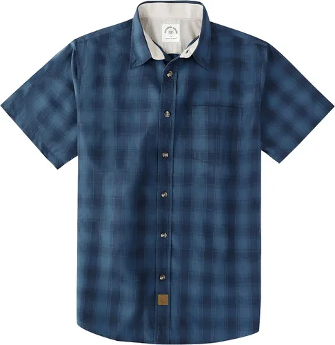 Vista 35 de Dubinik® Camisas de manga corta con botones para hombre, 100% algodón, a cuadros, camisas casuales con bolsillo