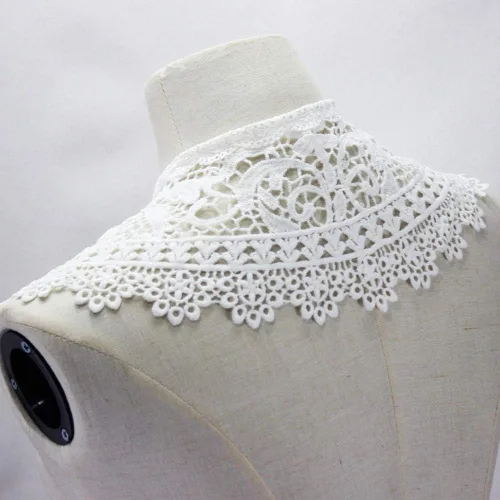 Vista 3 de Acxico Collar falso de encaje para mujer, gargantilla desmontable con solapa, camisa blanca falsa, 1 ud, Blanco