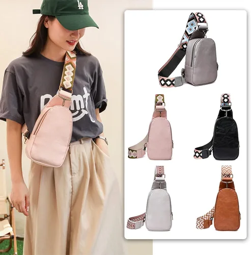 Vista 5 de Sling Bag for Women Fanny Pack Crossbody Bags for Women Chest Bags Cross Body Purse PU Shoulder Backpack