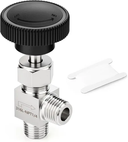 Vista 83 de TAISHER Válvula de aguja de acero inoxidable 316 con mango de rueda 1/2 "NPT macho x 1/2" NPT hembra