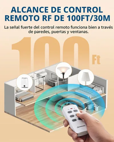 Vista 4 de DEWENWILS Toma de corriente inalámbrica, interruptor de salida eléctrico programable y expandible, interruptor de luz remoto inalámbrico, rango