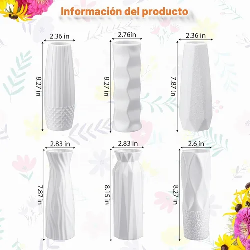 Vista 2 de Hoolerry 12 jarrones de flores blancas a granel para centros de mesa, florero blanco de plástico para flores, jarrón decorativo alto irrompible