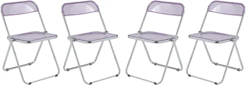 Vista 18 de LeisureMod Lawrence - Silla plegable de acrílico transparente moderna con marco de metal, asiento transparente que ahorra espacio para comedor