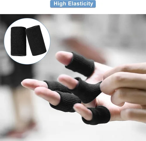 Vista 2 de Envolturas para dedos, 10 unidades elásticas y flexibles para los dedos, protector de dedos para la artritis, dedos o baloncesto (negro)