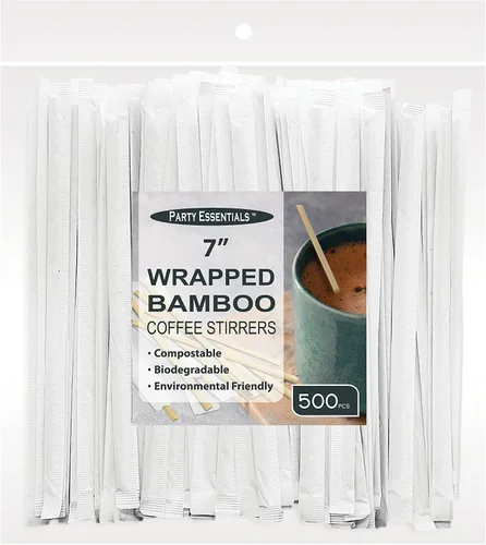 Vista 13 de Party Essentials Agitadores de café de bambú de 5.5 pulgadas / palitos para bebidas, 1000 unidades, natural