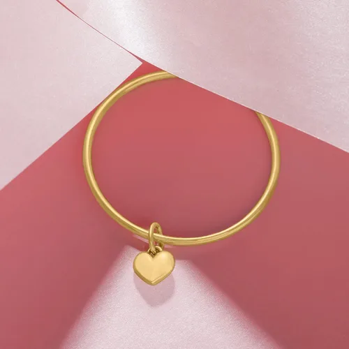 Vista 7 de Ross-Simons Italian Andiamo 14kt Yellow Gold Over Resin Heart Charm Bangle Bracelet