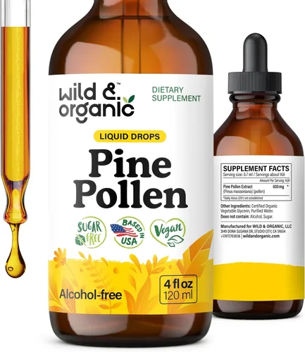Vista 10 de Wild & Organic Tintura de polen de pino, antioxidante y apoyo inmunológico, gotas de extracto de polen de pino, suplemento líquido vegano, sin