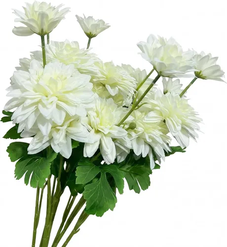 Vista 8 de 6 flores artificiales de dalia con 18 cabezas con tallos