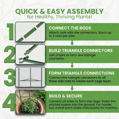Vista 7 de Jaula de tomate – Estacas grandes de enrejado y estructuras de soporte para plantas para verduras y plantas trepadoras – Jaulas altas para tomate