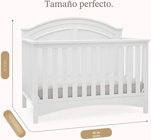 Vista 8 de Delta Children Perry, cuna convertible 6 en 1, con certificado Greenguard Gold, color blanco Bianca