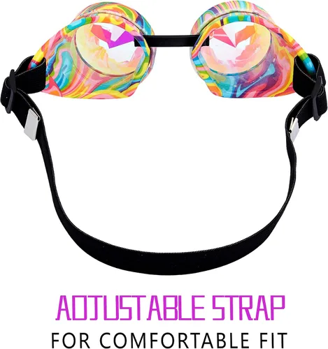 Vista 60 de Gafas de caleidoscopio retro con pinchos, gafas de cristal arcoíris steampunk estilo soldadura, gafas de cosplay punk