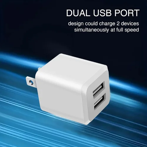 Vista 4 de Cargador de pared USB, caja de carga de bloque de enchufe de cargador de cubo de doble puerto Dual Port Wall Charging Adapter,USB A