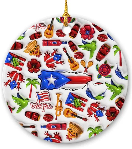 Vista 20 de Lotacy Bandera argentina argentina de Navidad de cerámica 2D impresa adorno con símbolos, decoración del hogar argentina regalos para hombres