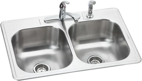 Vista 14 de Dayton DSE233191 Fregadero de Doble Tazón Igual Empotrable de Acero Inoxidable, Elite Satinado