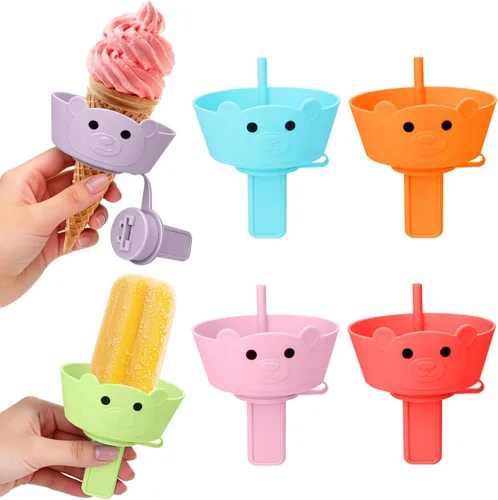 Vista 11 de AIERSA Juego de 12 soportes para paletas y fundas para paletas de hielo para niños, sin goteo, soporte de silicona para paletas con popote y fundas