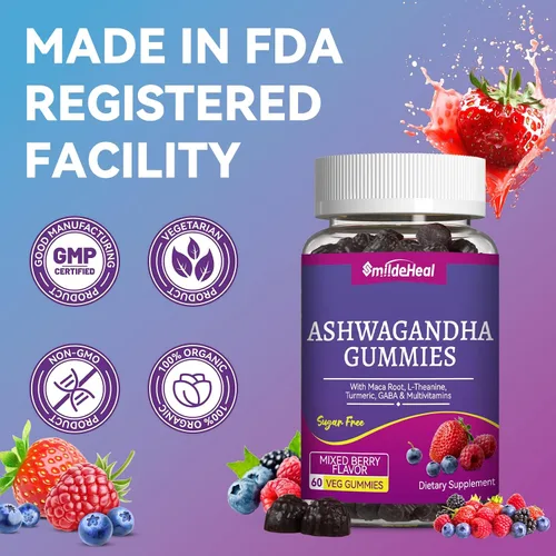 Vista 7 de Gominolas de Ashwagandha SmildeHeal 3000mg - Alivio del estrés, apoyo inmunológico y aumento de energía - Suplementos de Ashwagandha para mujeres