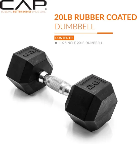 Vista 2 de CAP Barbell - Pesa de mancuerna hexagonal recubierta, 20 lb Opción de reemplazo o expansión de conjunto, estabilidad anti-balanceo, ejercicios