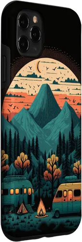 Vista 3 de Funda para iPhone 11 Pro Max Sunset Mountains & Trees para campistas