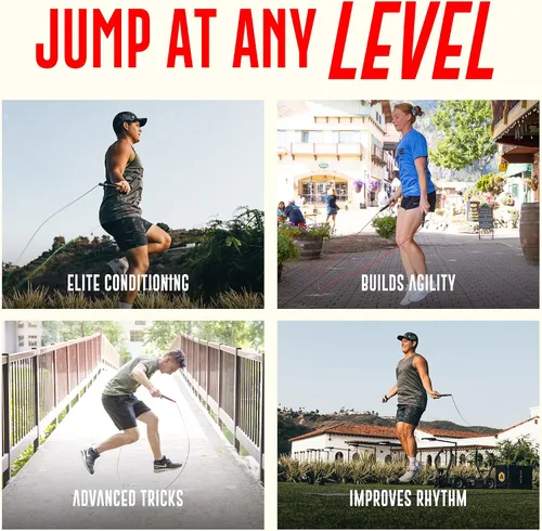 Vista 7 de Elite Jumps Fit - Cuerda de salto de PVC de alta calidad de 0.157 in - Ejercicio en interiores y exteriores - Cables ajustables, ejercicio aeróbico