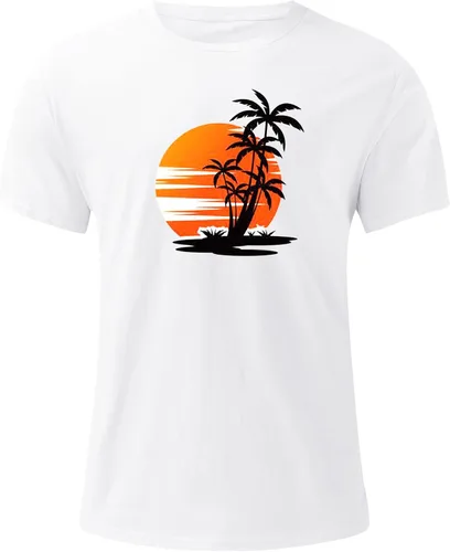 Vista 5 de Camiseta de manga corta con cuello redondo para hombre, estilo casual, para deportes, para vacaciones, playa, palmeras, tropicales, verano, camiseta