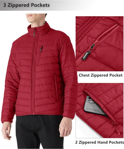 Vista 3 de Outdoor Ventures Chaqueta de invierno acolchada ligera y plegable para hombre, con aislamiento, para nieve, esquí, senderismo, viajes