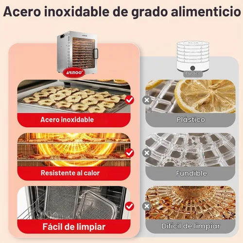 Vista 3 de Máquina deshidratadora de alimentos con 12 bandejas de acero Control de temperatura de 85 ° a 195 °F, potente 800 W, secadora de alimentos