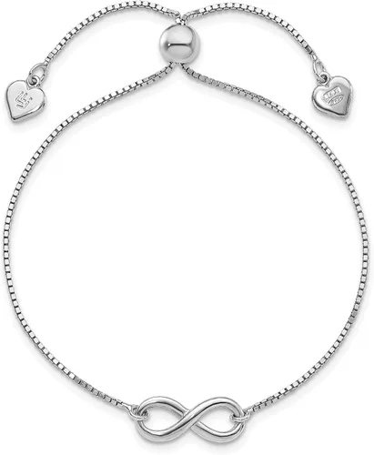 Vista 2 de Pulsera ajustable de plata de ley con infinito pulido, fabricada en Italia, Plata de ley, no conocido