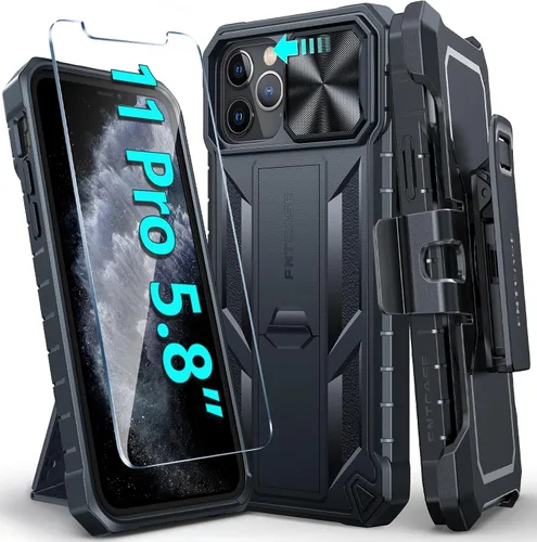 Vista 27 de FNTCASE for iPhone 11-Pro Phone Case: Military Grade Drop Proof Mobile Cover with Kickstand & Slide Rugged Shockproof Bumper Heavy Duty Protector