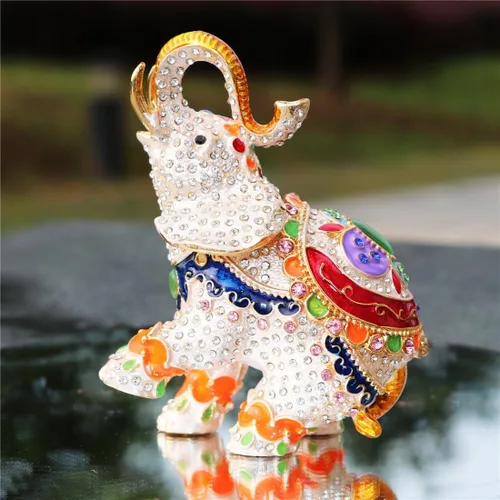 Vista 4 de WaltzF - Figura decorativa decorativa de elefante grande con bisagras pintadas a mano