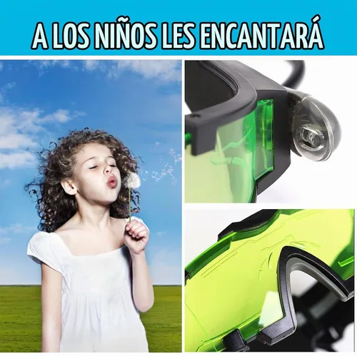 Vista 8 de AGM Antiparras de visión nocturna de 25 pies ajustables con luces desplegables, lentes verdes, gran juguete para niños