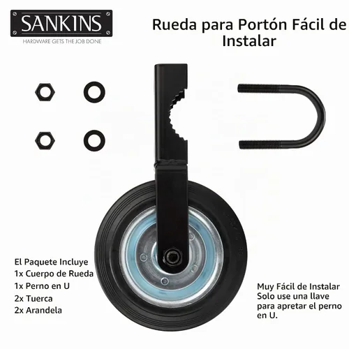 Vista 4 de Rueda auxiliar de puerta para soportar puertas batientes de metal con marcos de puerta de 1-5/8 pulgadas a 2 pulgadas, rueda de soporte de puerta