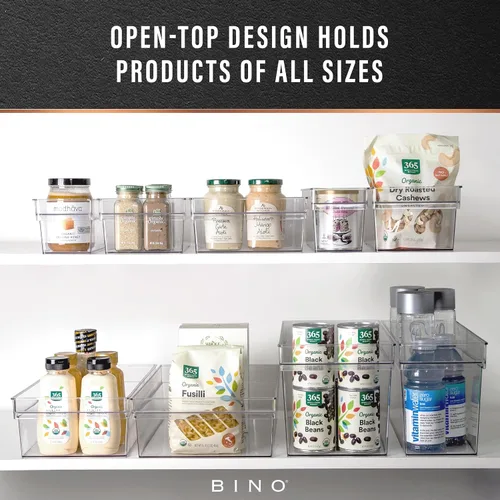 Vista 5 de BINO Contenedores de almacenamiento de plástico, pequeños y poco profundos THE HANDLER COLLECTION Contenedores organizadores multiusos