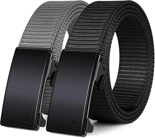 Vista 12 de WONDAY Paquete de 2 cinturones de trinquete para hombre, cinturones de nailon con hebilla de liberación rápida para golf, trabajo, uso táctico casual