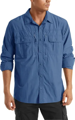 Vista 9 de TACVASEN Camisa de pesca de manga larga para hombre, de secado rápido Negro