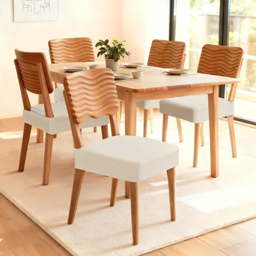 Vista 2 de Songrey - Juego de 6 fundas impermeables para sillas de comedor, color beige