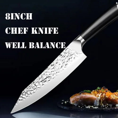 Vista 3 de Cuchillo de chef de 8 pulgadas, cuchillo de chef súper afilado, cuchillo de cocina para cocinero casero, cuchillo universal de acero inoxidable al
