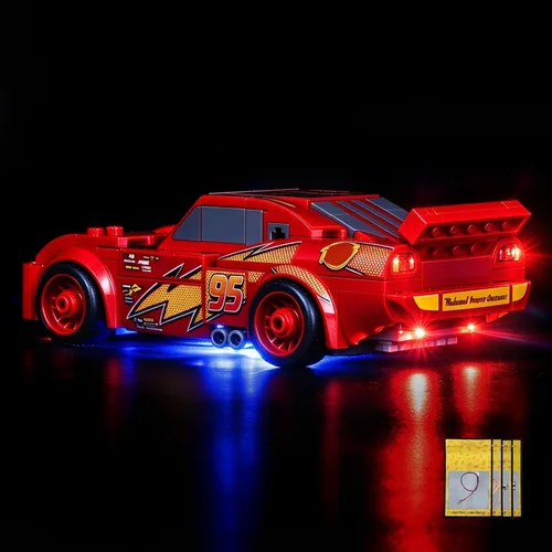 Vista 6 de Iluminación LED compatible con LEGO 77255 Lightning McQueen – Just Lights, kit de luz compatible con LEGO Speed Champions 77255, no incluido
