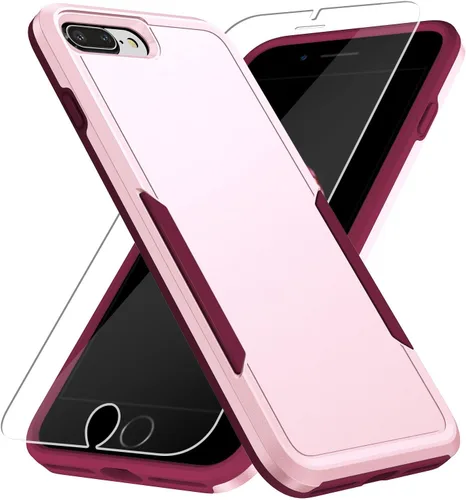 Vista 9 de Funda para iPhone 7/8 Plus, con protector de pantalla HD, [probada contra caídas de grado militar], resistente, resistente, a prueba de golpes, Negro