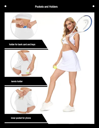 Vista 5 de Zingther Falda pantalón de tenis para mujer, también para pickleball, bádminton, correr y golf, faldas plisadas para niñas con pantalones cortos