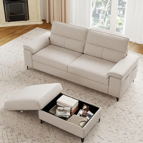 Vista 27 de Upvilla Sofá moderno de 71.25 pulgadas para sala de estar, sofás de asiento profundo con cojín de 8 pulgadas, cómodo sofá de amor de felpilla de 2