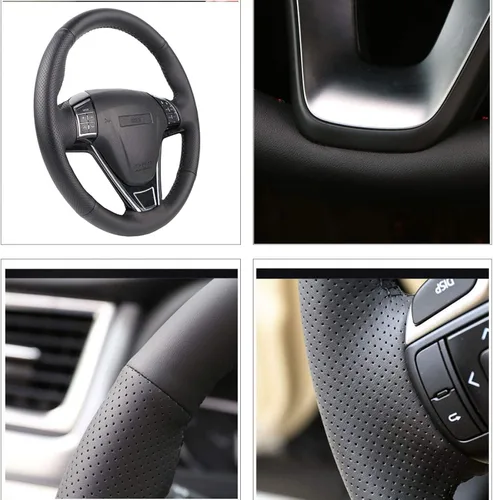 Vista 5 de Funda para volante, para Chevrolet Aveo 2011-2014, personaliza el cuero cosido a mano