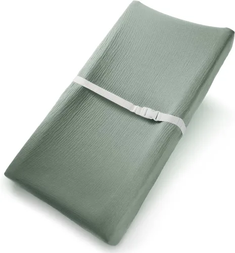 Vista 16 de Comfy Cubs Funda ajustable de muselina para cambiador, suave, transpirable y lavable, 100% algodón para la comodidad del bebé, ajuste universal