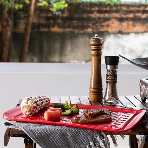 Vista 4 de LEHAHA Bandejas para preparar y servir a la parrilla, bandeja para servir barbacoa, bandejas de melamina para alimentos, juego de 2, gran regalo