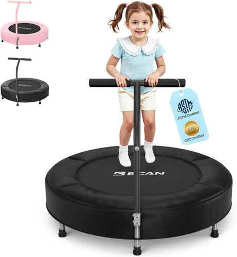 Vista 10 de BCAN SP1 36'' Kids Toddler Trampoline Indoor, Foam Handle FED Fitness Rosa-Clásico