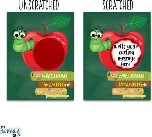 Vista 4 de My Scratch Offs - Premios de tarjetas para rascar para niños, suministros para profesores para el aula - Apple Bookworm
